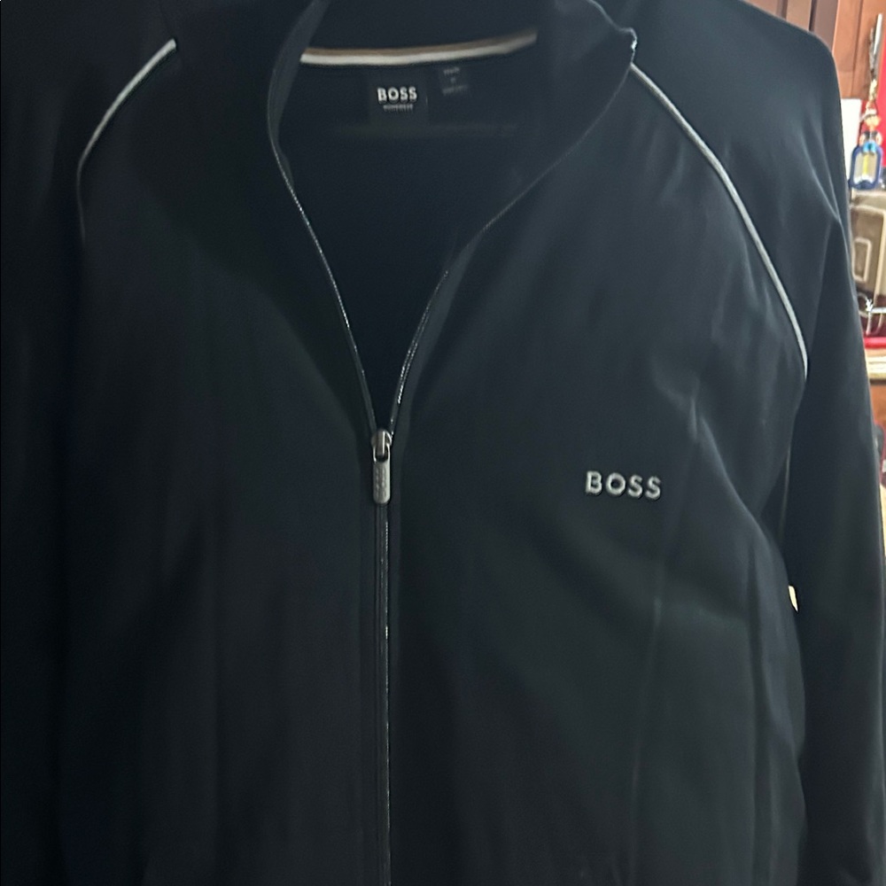 Boss Black Track Jacket with White Accents